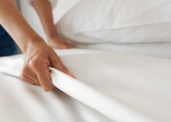 white bed sheets
