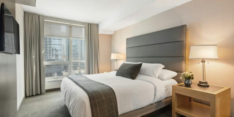 Modern Hotel Room Bed With A View